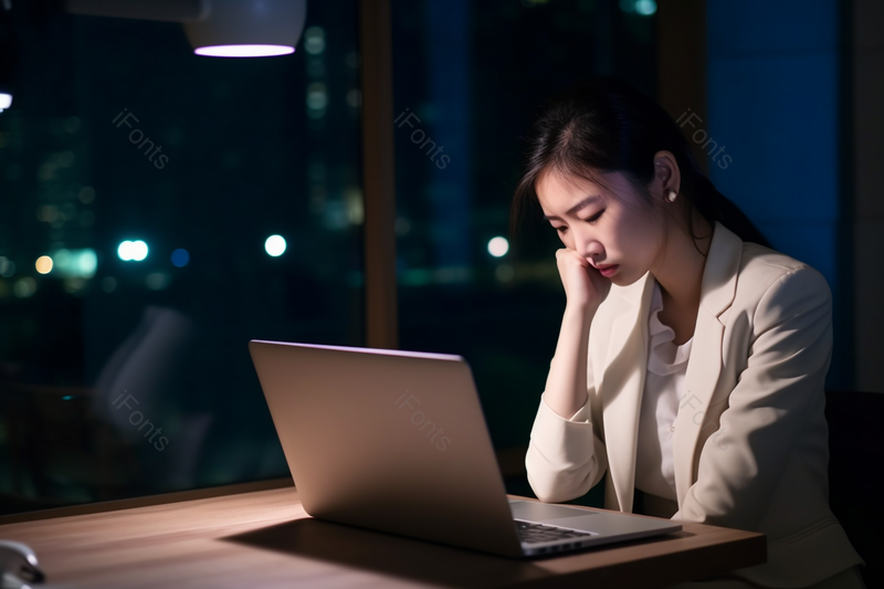 夜晚办公室职员在公司里工作焦虑烦躁,高清,摄影图,摄影图片,图片大全,摄影图免费下载